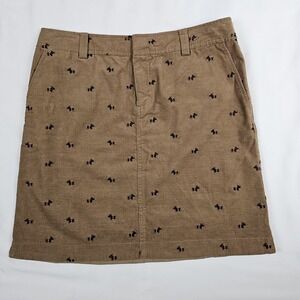 Vintage Lilly Pulitzer Brown Corduroy A-Line Skirt Embroidery Scotty Dogs Size 8